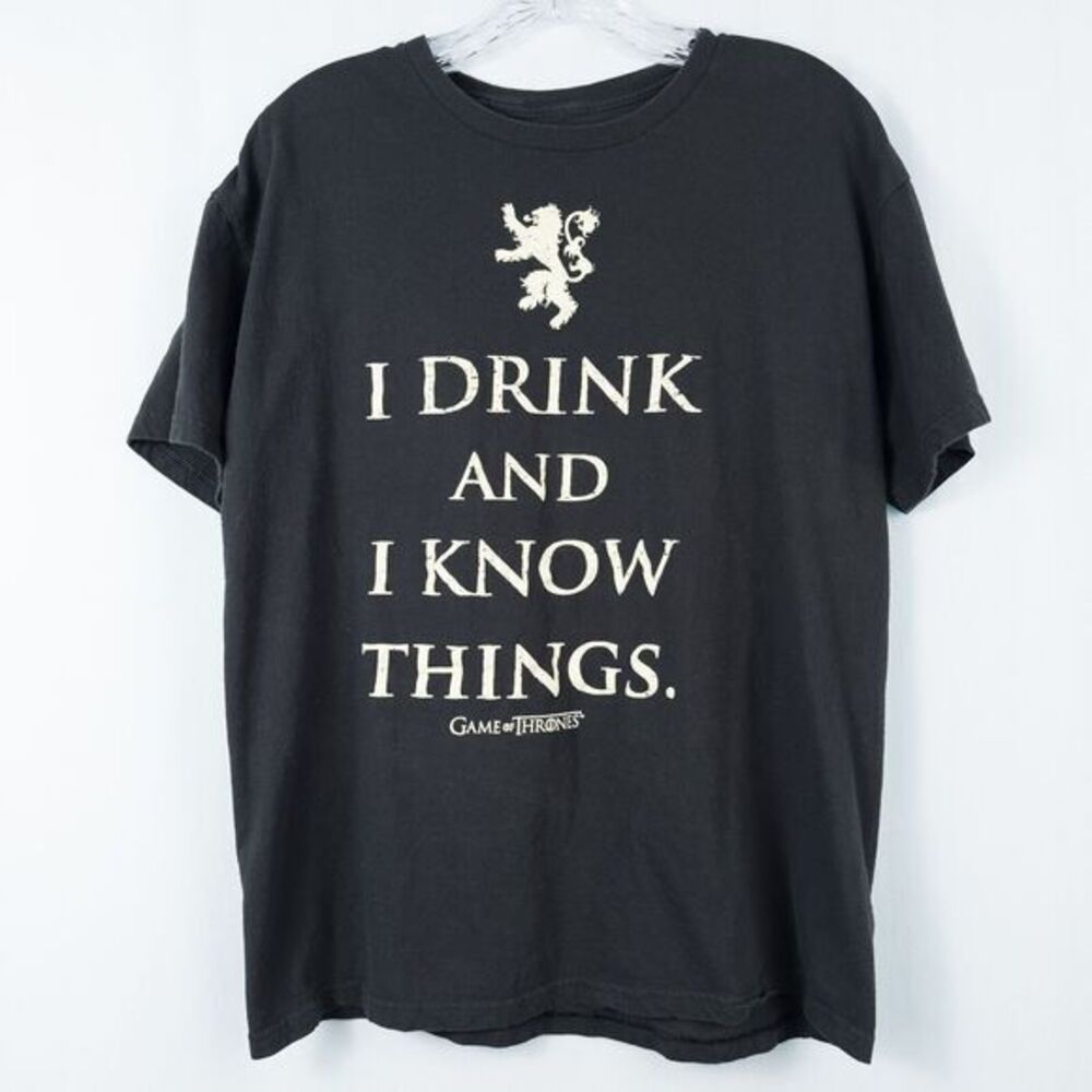 Game of Thrones I Drink and I‎ Know Things Lannister Graphic T-Shirt Large Black